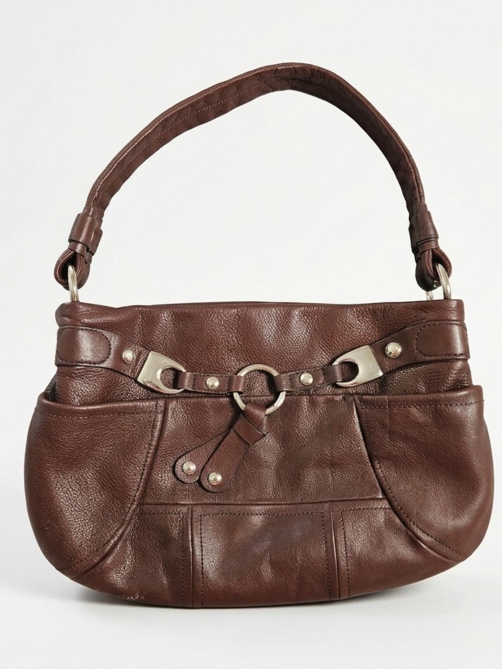 B. Makowsky Brown Pebbled Leather Shoulder Bag